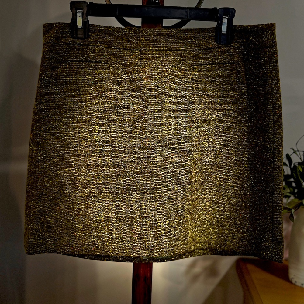 LOFT Women's Tweed A Line Skirt GREEN Size 10